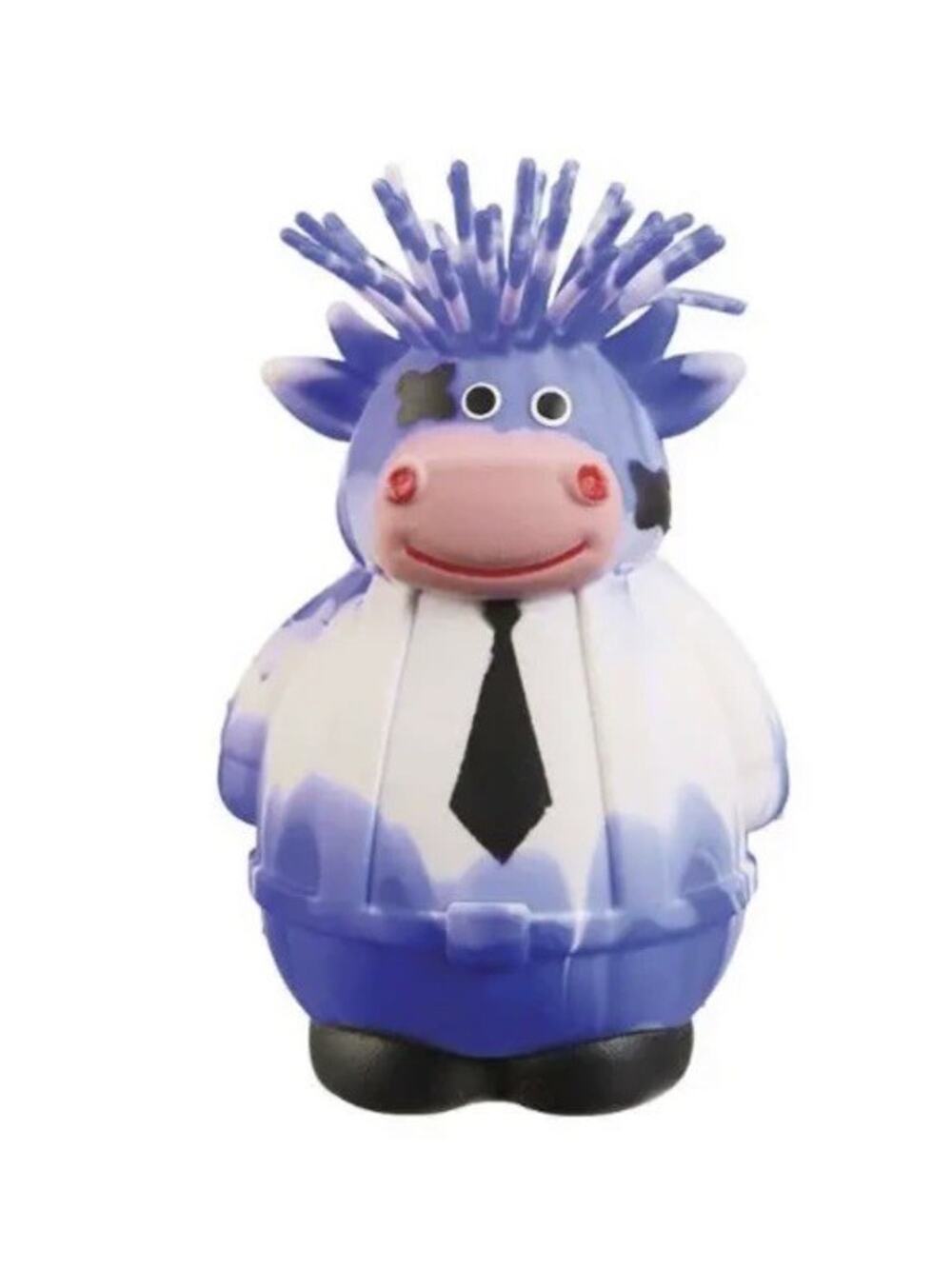 🔥Ja-Ru Irre-Squish-Tible! 4" Corporate Cow Squeeze Toy BLUE/WHITE BNWT🔥